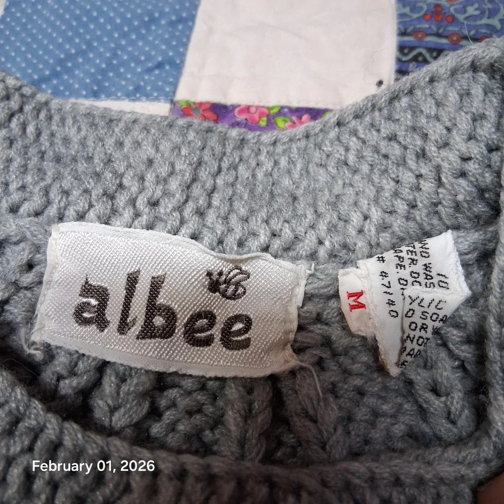 Vintage Albee Open Style Cardigan‎ Knit Sweater Womens Size Medium Pockets